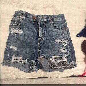 American Eagle Outfitters Blue Distressed Jean Shorts